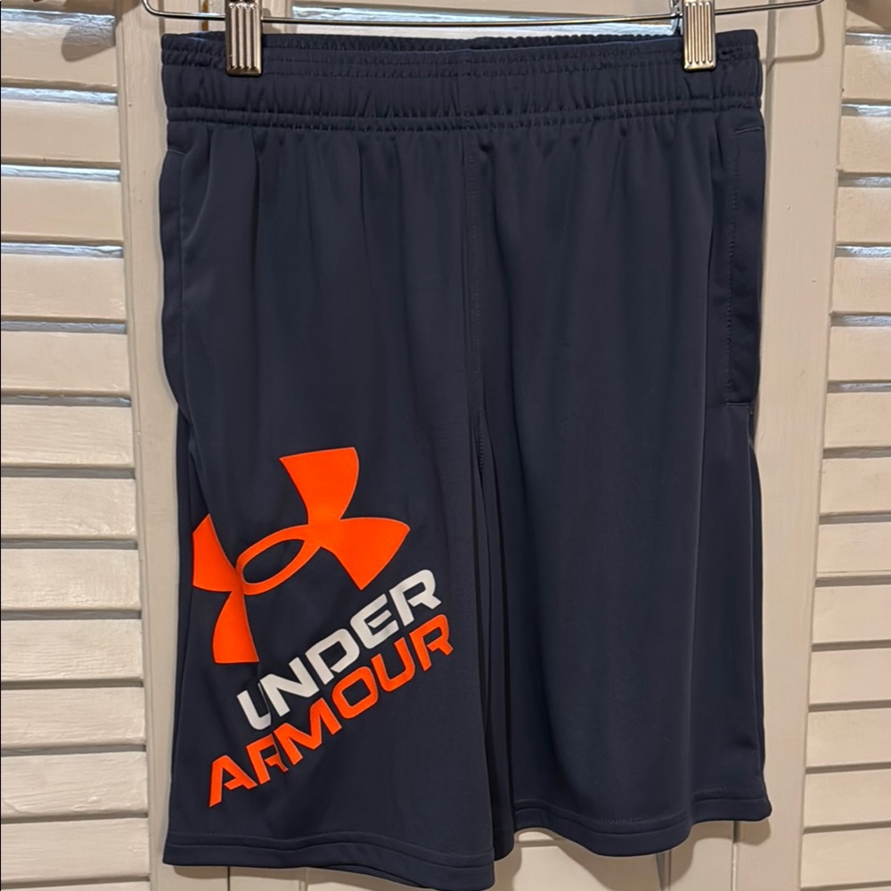 Under Armour Steel Grey and Orange Athletic Shorts